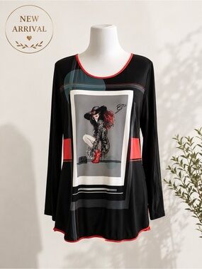 🖤 Guitar Graphic Long-Sleeve Tunic Top 🖤